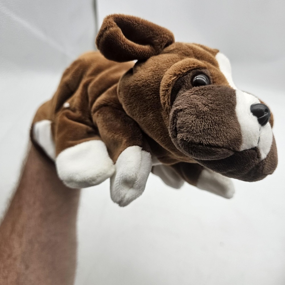 Dream Dog Hand Puppet Plush Stuffed Animal Toy Small Brown Soft Washable Cute
